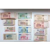 166 банкнот РБ  с 1 рубля.