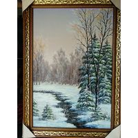 Картина маслом "Зимний пейзаж"