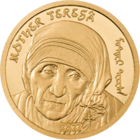 Монголия 1000 тугриков 2022г. "Мать Тереза". Монета в капсуле; сертификат. ЗОЛОТО 0,5 гр.