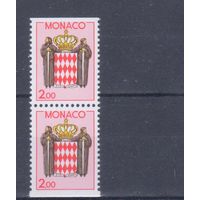 [1908] Монако 1988. Герб. Одиночный выпуск в паре.ИЗ БУКЛЕТА. MNH. Кат.1,8 е.
