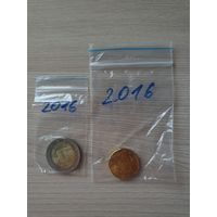 20 центов и 2 евро Сан Марино 2016 UNC