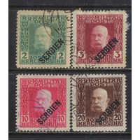 Австро-Венгрия Полевая почта для оккупированной Сербии 1916 Франц Иосиф I Надп Стандарт #23,24,27,29