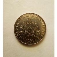 Франция 1 франк 1991 г