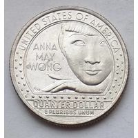 США 25 центов (квотер) 2022 г. P. Анна Мэй Вонг. Выдающиеся Женщины Америки