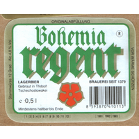 Этикетка пива Bohemia Regent Е396