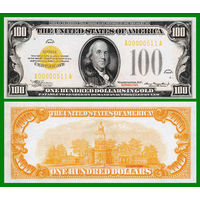 [КОПИЯ] США 100 долларов 1934г. Золотой Сертификат.