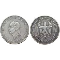 Копия Германия 5 марок 1934 175-летие со дня рождения немецкого поэта Ф. Шиллера