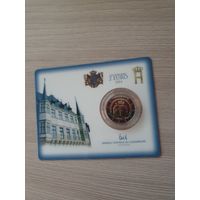 Монета Люксембург 2 евро 2014 50 лет правления Герцога Жана BU БЛИСТЕР