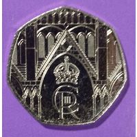 50 пенсов 2023 г Великобритания  коронация короля Карла III с рубля