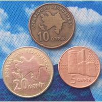 Азербайджан. набор 3 монеты 5, 10, 20 гяпиков 2006 год