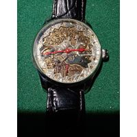 СУПЕРЭКСЛЮЗИВ наручные часы "Футбол", авторская работа Dirko. Ar, Au, камни, кожа.