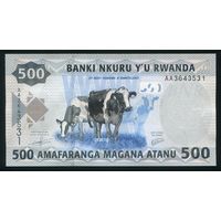 Руанда 500 франков 2013 г. P38. Серия AA. UNC