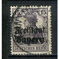 Бавария в составе Веймарской республики - 1919 - Надпечатка Freistaat Bayern 15Pf - [Mi.141] - 1 марка. Гашеная.  (Лот 143CB)