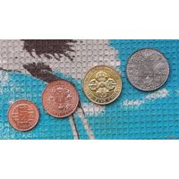 Бутан набор монет 5, 10, 25, чертум 1979 года; 1/2 рупии 1950 года, UNC.