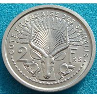 Сомали. "Французский" 2 франка 1965 года  KM#9  Тираж: 240.000 шт