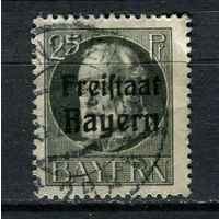 Бавария в составе Веймарской республики - 1919/1920 - Надпечатка Freistaat Bayern 25Pf - [Mi.158A] - 1 марка. Гашеная.  (Лот 151CB)