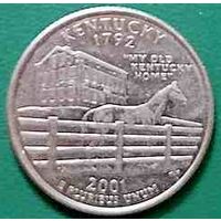 США 25 центов квотер Штат Кентукки 2001 D