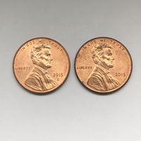 1 цент США 2015 - 2 монеты D и без знака