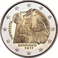 2 евро 2017 Словакия 550-летие Истрополитанского университета UNC из ролла