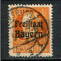 Бавария в составе Веймарской республики - 1919/1920 - Надпечатка Freistaat Bayern 30Pf - [Mi.159A] - 1 марка. Гашеная.  (Лот 152CB)