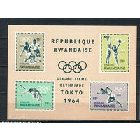 Руанда - 1964 - Олимпийские игры - (пятна на клее) - [Mi. bl. 2] - 1 блок. MNH.  (Лот 99DX)-T3P14