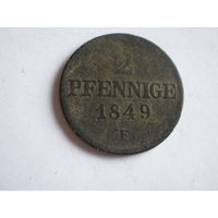 2 Pfennig 1849 F Friedrich August II.