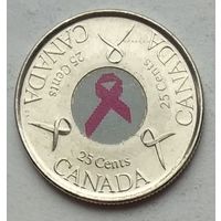 Канада 25 центов 2006 г. Розовая ленточка. Борьба с раком молочной железы