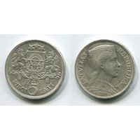 Латвия. 5 лат (1931, серебро, XF)