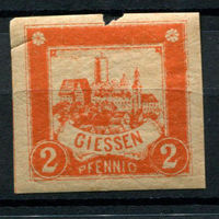 Германия - Гисен - Местные марки - 1888 - Городской пейзаж 2Pf - (с повреждением) - [Mi.40B] - 1 марка. MNH.  (Лот 120AK)