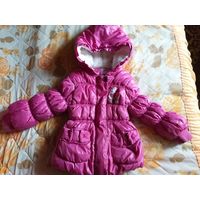 Куртка розовая на 2-3года, б.у, теплая