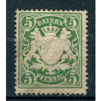 Королевство Бавария - 1888-1900г. - герб, 5 Pf - 1 марка - MH, есть небольшой разрыв слева. Без МЦ!