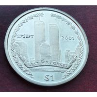 Британские Виргинские острова 1 доллар, 2002 9/11 - Всемирный торговый центр