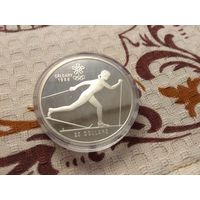 Серебро 0.925! Канада 20 долларов, 1986 XV зимние Олимпийские Игры, Калгари 1988 - Лыжные гонки