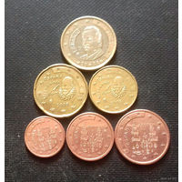 Набор евро монет Испания 2008 г. (1, 2, 5, 10, 20 евроцентов, 1 евро)
