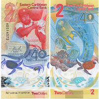 Восточные Карибы 2 доллара  2023 год   UNС  (полимер)  НОВИНКА