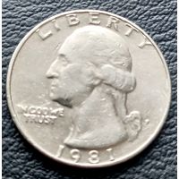 25 центов 1981 F ( квотер ) США