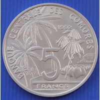 Коморские острова. 5 франков 1992 год KM#15  "Международная конференция рыболовства"