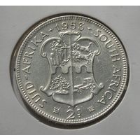 Брит. Южная Африка 2 Шиллинга 1953 Елизавета II Серебро