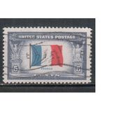 США-1943, (Мих.515 ), гаш.   , Война, Оккупированные страны, Франция, Флаг