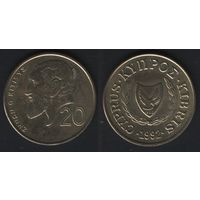 Кипр km62.2 20 центов 1992 год (голова) (o01)