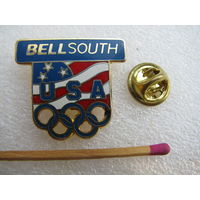 Знак-фрачник. Флаг США с Олимпийской символикой. тяжёлый, цанга.