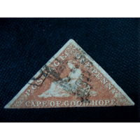 1855 год Мыс Доброй Надежды треугольник Скотт #1 Каталожная цена $250 британский колонии