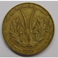 Западная Африка 5 франков 1991 г