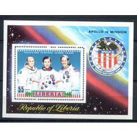 Либерия - 1972г. - Космос. Аполлон 16 - полная серия, MNH с незначительной вмятиной (не видна на лицевой стороне) [Mi bl. 61 A] - 1 блок