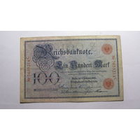 Германия Ro33а . 100 марок 1908 г. РЕДКОСТЬ  ( Длина цифр в номере 24 мм. Т.е. более сжатый . Номер и серия- красный цвет )