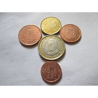 Набор евро монет Испания 2005 г. (1, 2, 5, 10 евроцентов, 1 евро)