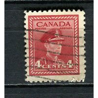 Канада - 1942/1943 - Король Гекорг VI 4С - [Mi.221A] - 1 марка. Гашеная.  (Лот 28DZ)-T5P4