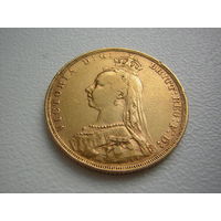Соверен Виктория 1890г Золото !