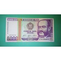 Банкнота 5 000 инти Перу 1988 г.