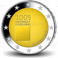 2 евро 2019 Словения 100-летие Люблянского университета UNC из ролла